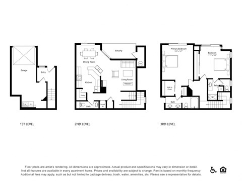 Floor plan for 2 beds, 2.5 baths, 1442 sqft